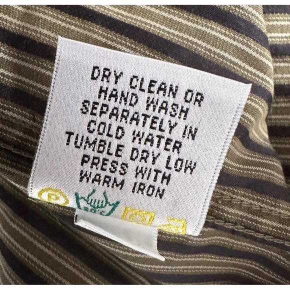 Bugatchi Uomo Men's Dress Shirt Long Sleeves Green Stripe Size XL - Picture 7 of 8